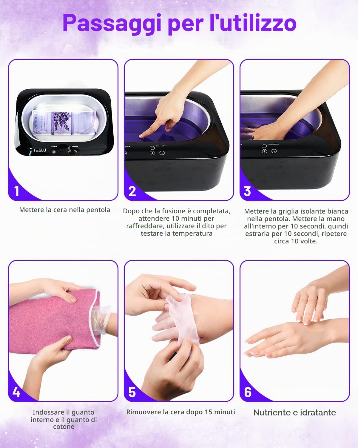Bagno di Paraffina per Mani e Piedi 4L, Kit Scalda Paraffina Professionale con 3x 450g Paraffina per la Spa a Casa, Macchina Nera