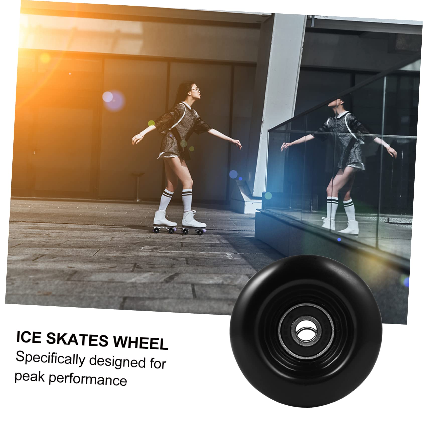 Abaodam Skating Accessory Wheel Replacement: 4 High-elastic Pu Wheels for Double-row Roller Skates