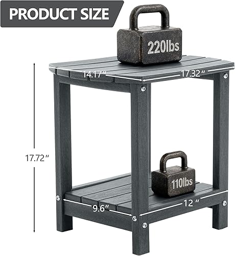 Miniatura 2 de Adirondack - Mesa auxiliar pequeña para exteriores, resistente a la intemperie, HDPE con almacenamiento de 2 niveles para hoguera, balcón, jardín,