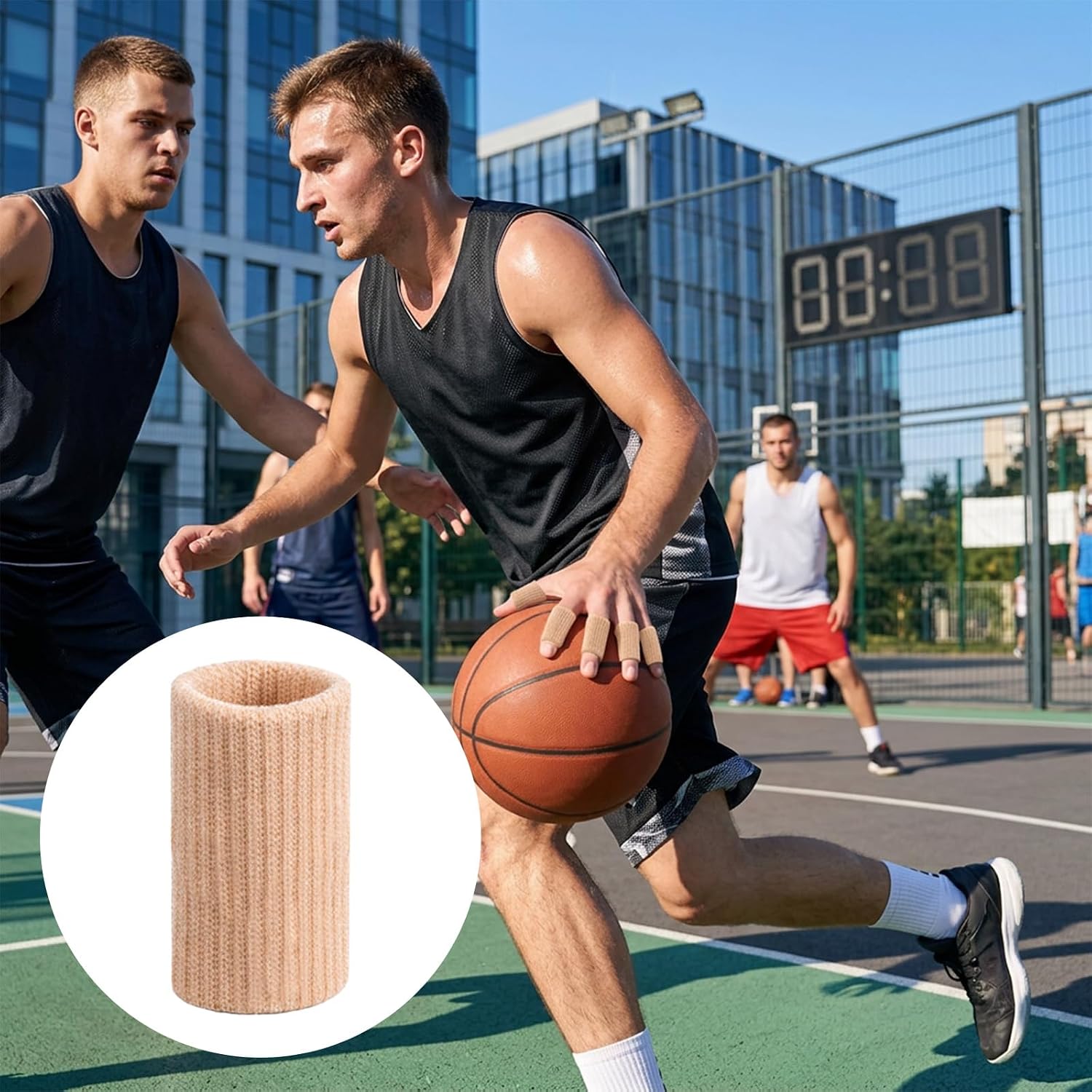 Andibro 20 Pcs Finger Sleeves for Arthritis, Elastic Compression Support Sleeves for Tendon & Joint Pain Relief, Breathable Protector for Sports Aid (Skin Color,1.69 x 0.79 In)