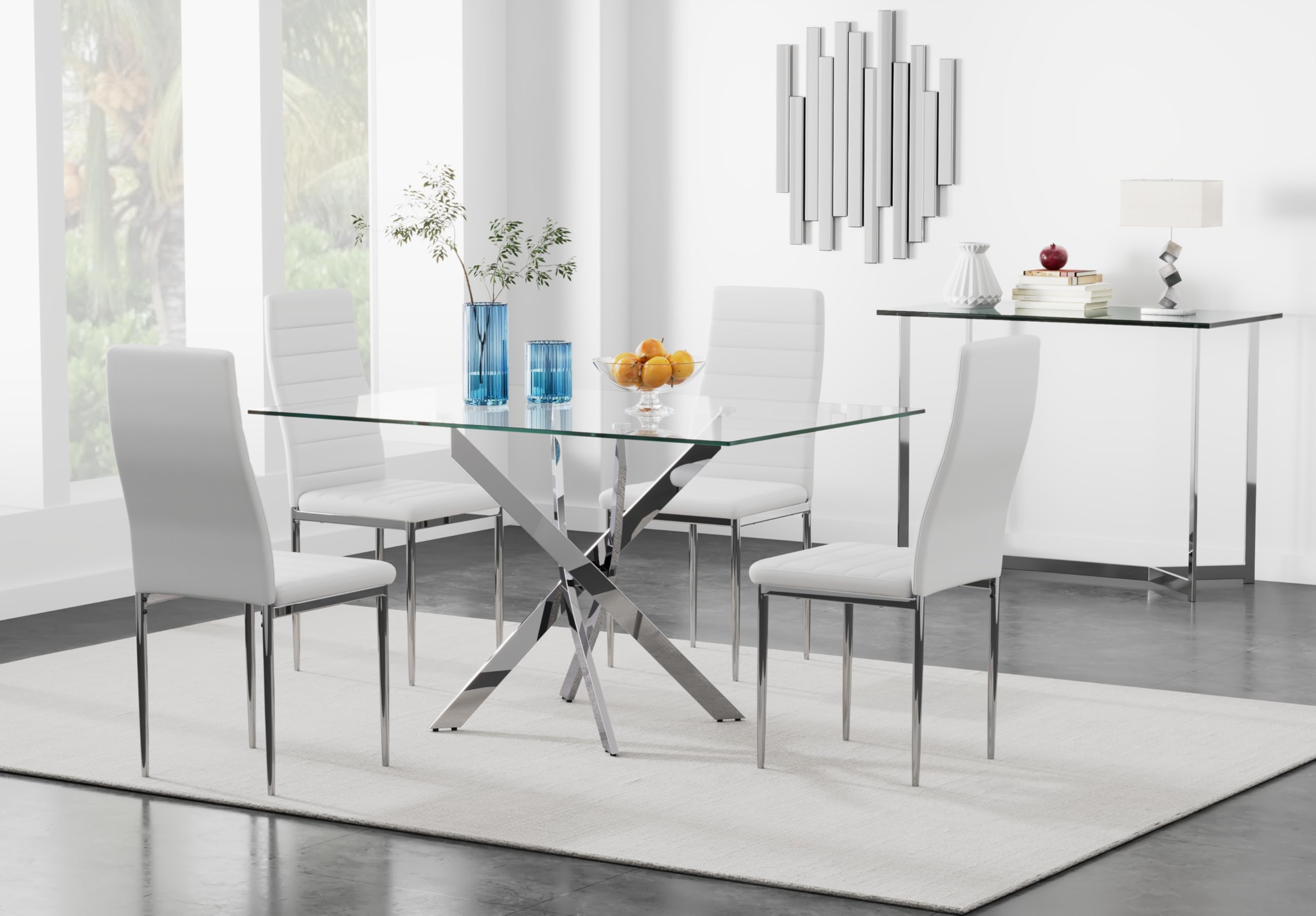 Table à Manger Ronde En Verre Trempé Et 4 Pieds En Métal Doré - D 90 X H 75 Cm - Maison