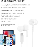 Vista 5 de PALOVUE Auriculares USB tipo C con micrófono y control de volumen compatibles con Google Pixel, Samsung, Oneplus, Huawei, Sony, MacBook, SoundFlow