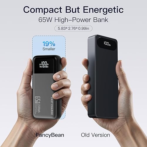 Miniatura 3 de Cargador de viaje portátil de 65 W, 26800 mAh USB-C portátil Power Bank, PD QC batería de carga rápida con 3 puertos de salida, para MacBook HP,