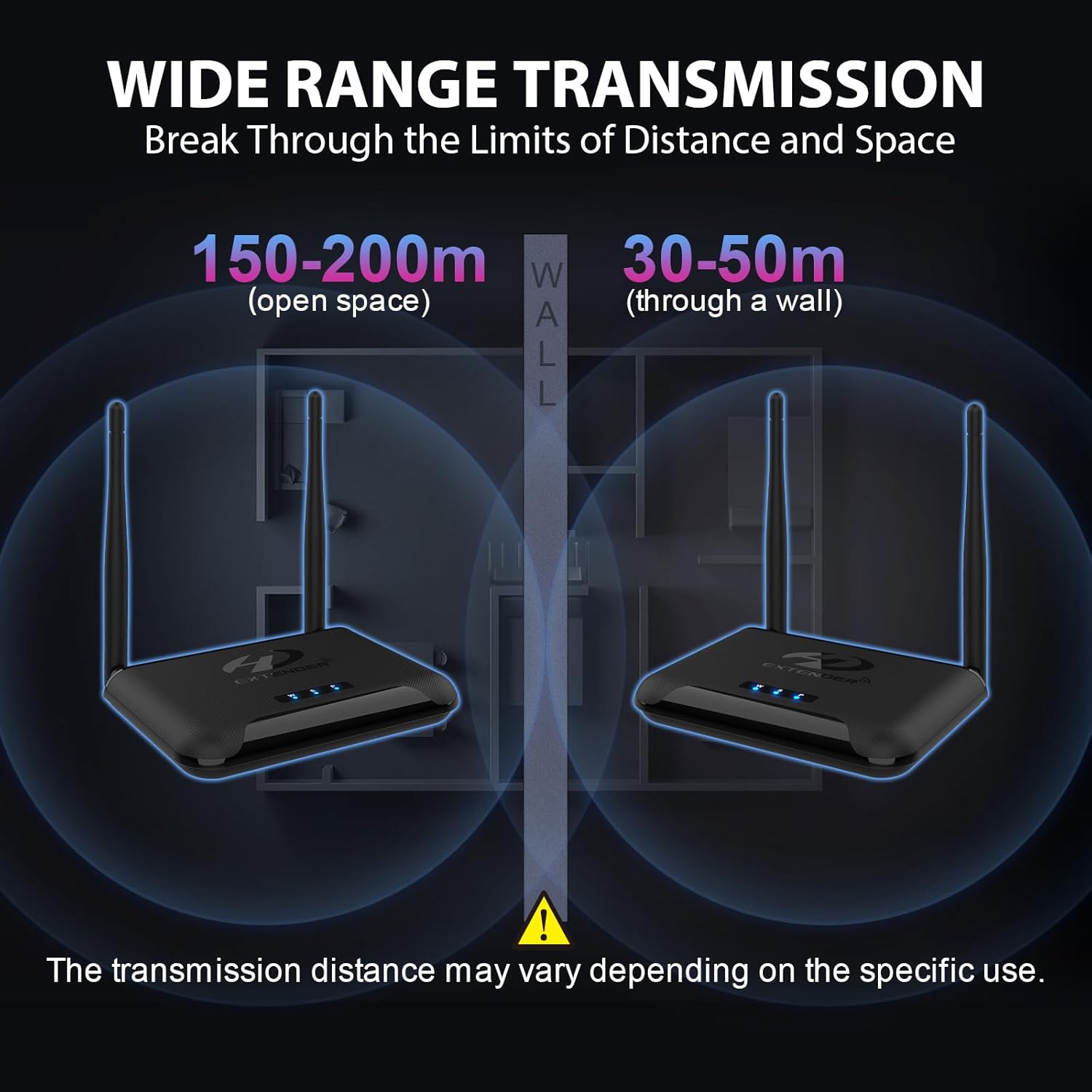 Wide range transmission capabilities of PAKITE Wireless HDMI Extender