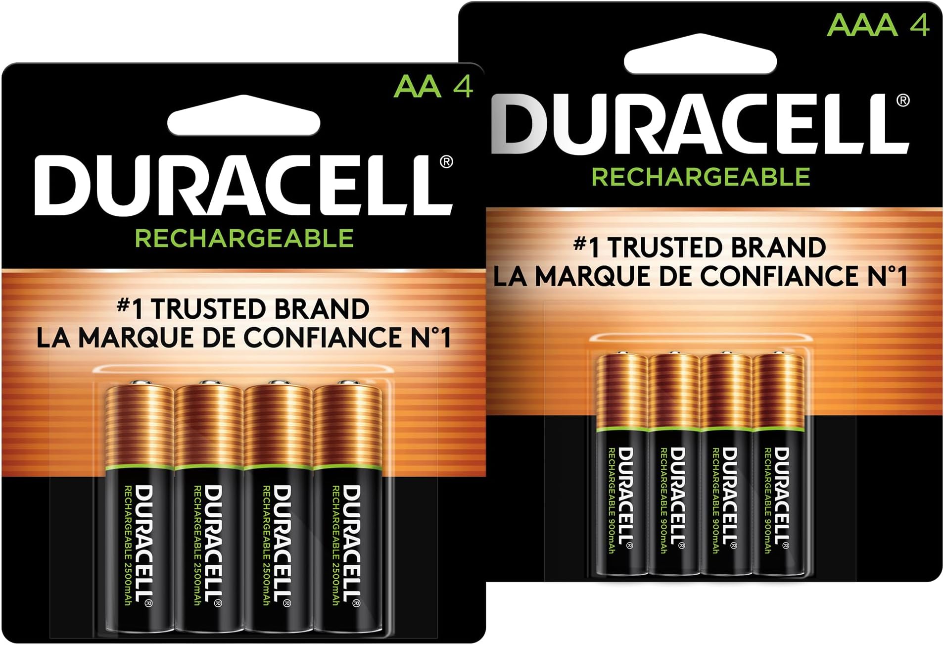 Amazon.com: Duracell Rechargeable AA + AAA Batteries, 4 Count Pack Each ...