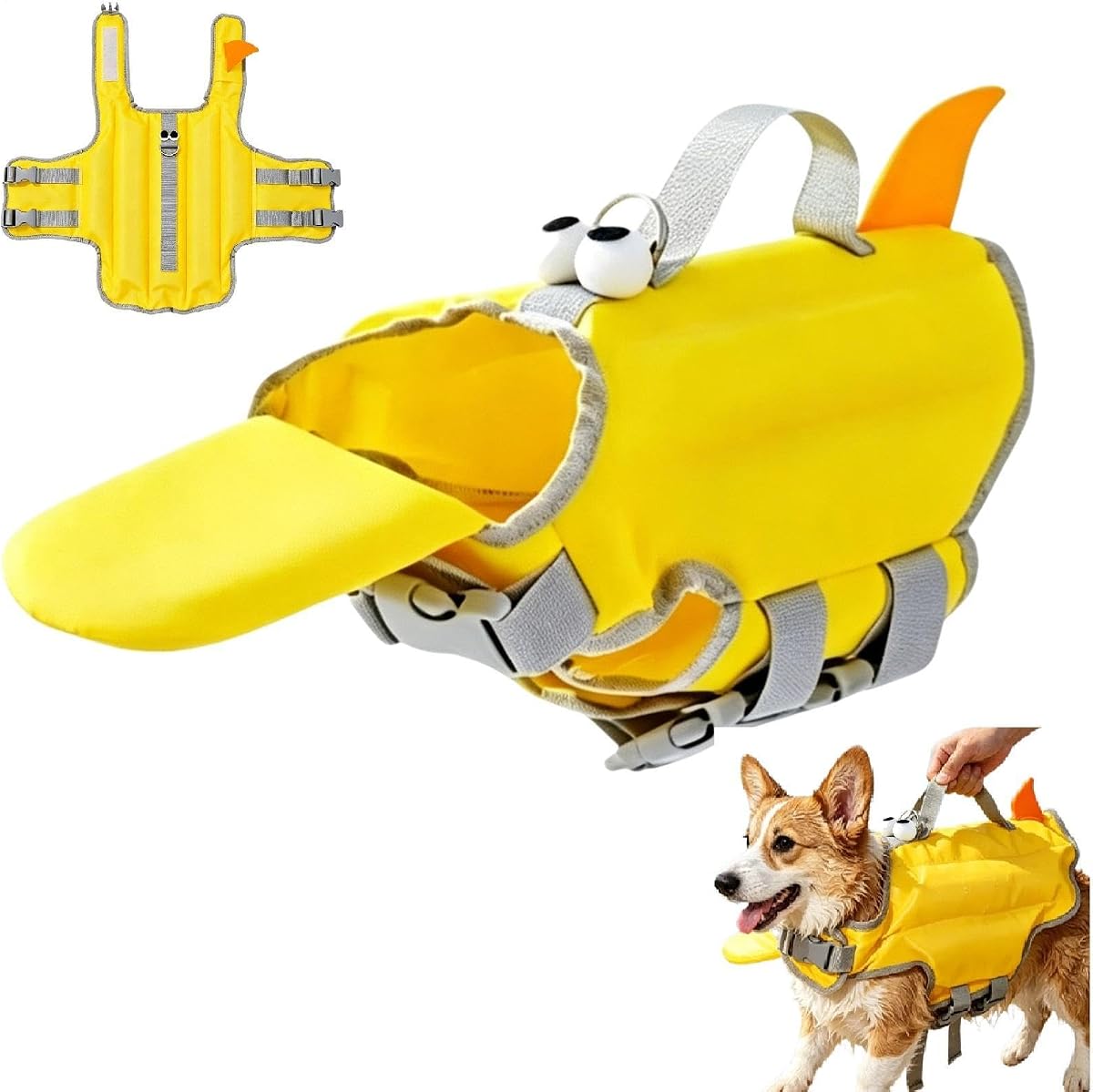 Dog Life Jacket, Dog Swimming Vest with Rescue Handle & Reflective Stripes