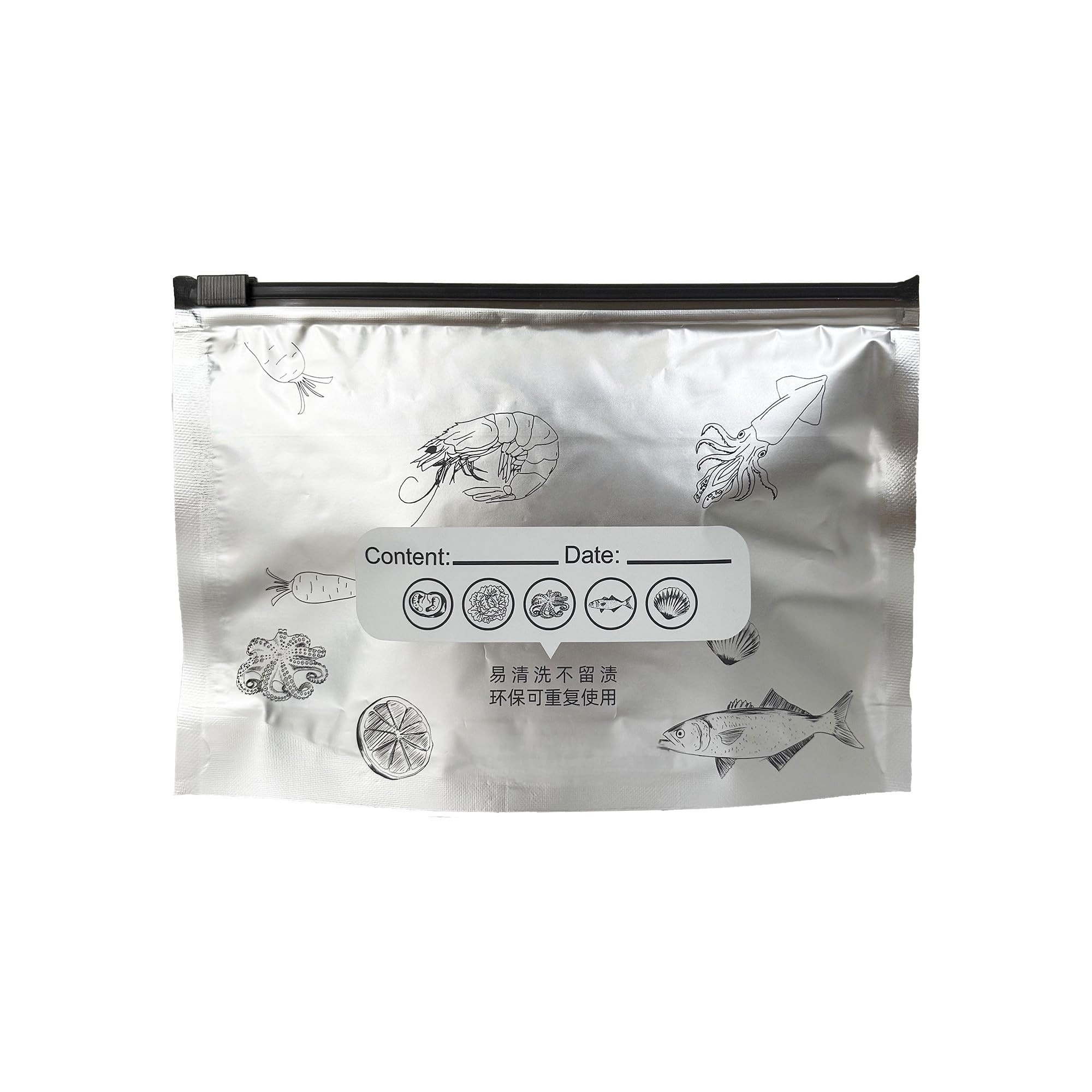 WACCOMT Pack Reusable Aluminium Foil Food Freezer Bags for Meat Fish Fruits Vegetables Grains Freshness Storage Stand Up Food Fresh Bag Containers Cooler Pouches with Zip (20, S (7.9x5.1 inch))