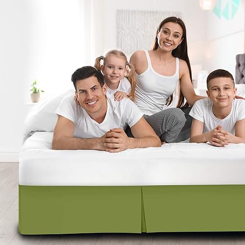 Miniatura 8 de Falda de cama plisada de lujo de 800 hilos 100% algodón egipcio con caída de 14 pulgadas de longitud de caída, lleva tu cama al siguiente nivel