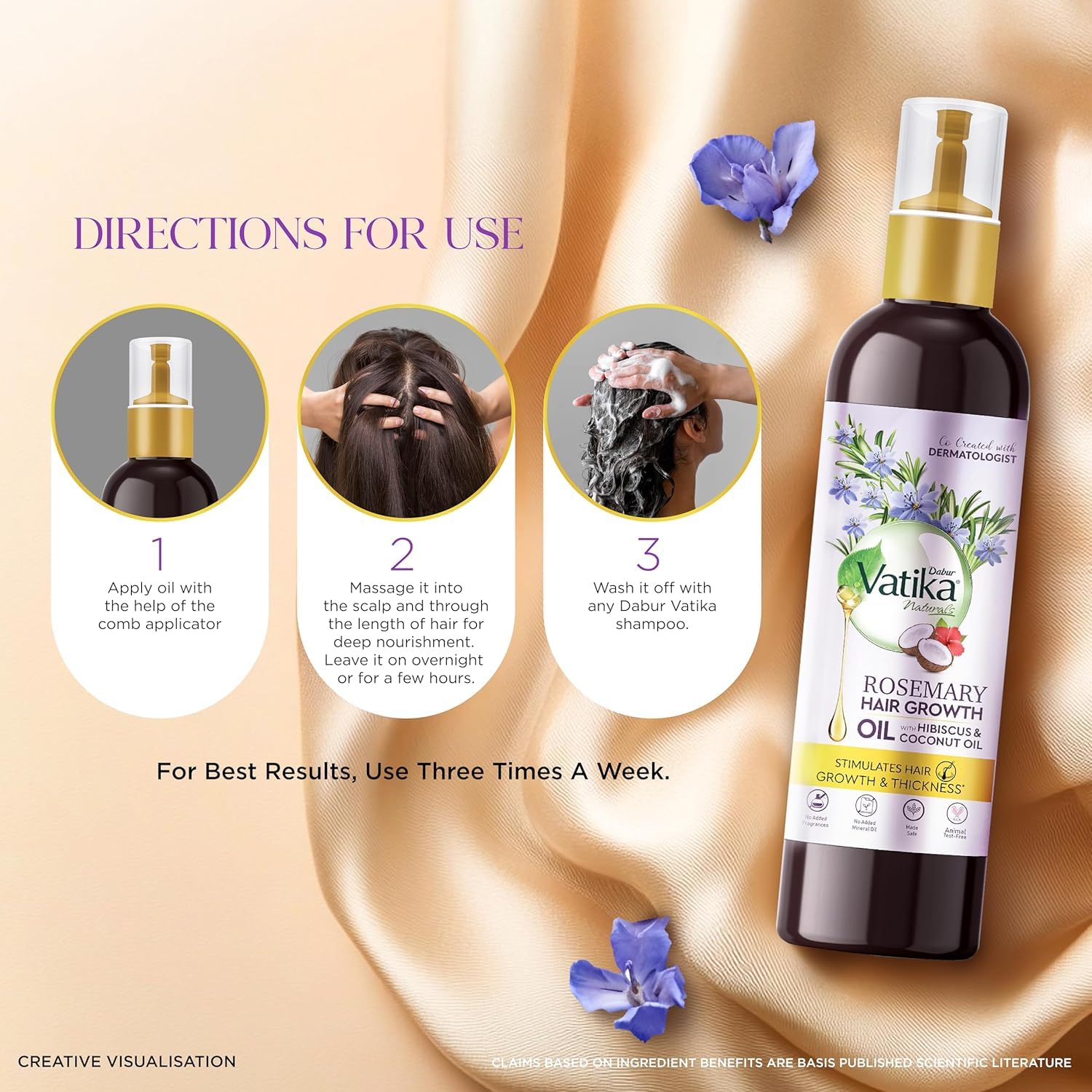 DABUR Vatika Rosemary Hair Growth Oil With Hibiscus & Coconut Oil - 100Ml | Stimulates Hair Growth And Thickness | Reduces Hair Fall | Co-Created With Dermatologist | No Mineral Oil |Animal Test Free 2