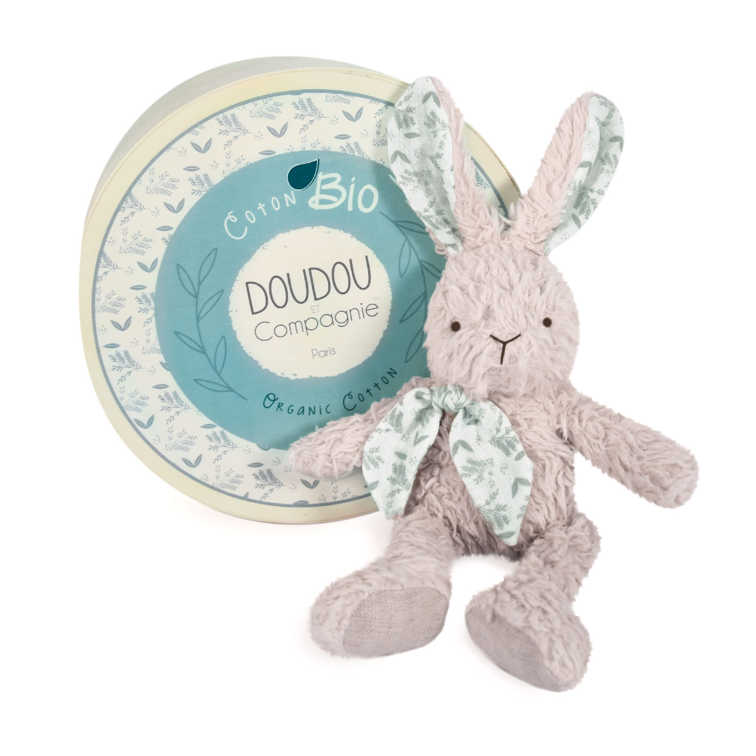Doudou et Compagnie Pantin Hase – Schmusetuch Bio – Grau – 25 cm – Kuscheltier Botanic Bio – DC3969