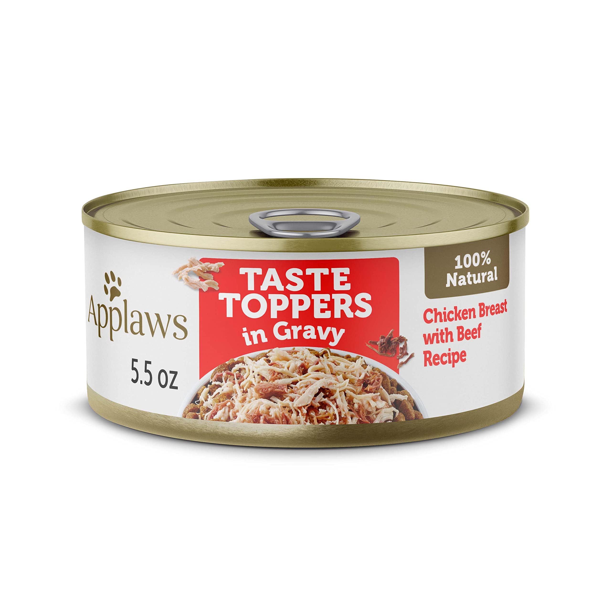 ApplawsTaste Toppers, Natural Dog Food Topper, 12 Count, Limited Ingredient, Grain Free, Meal Topper for Dogs, Chicken Breast with Beef in Gravy, 5.5oz Dog Food Cans