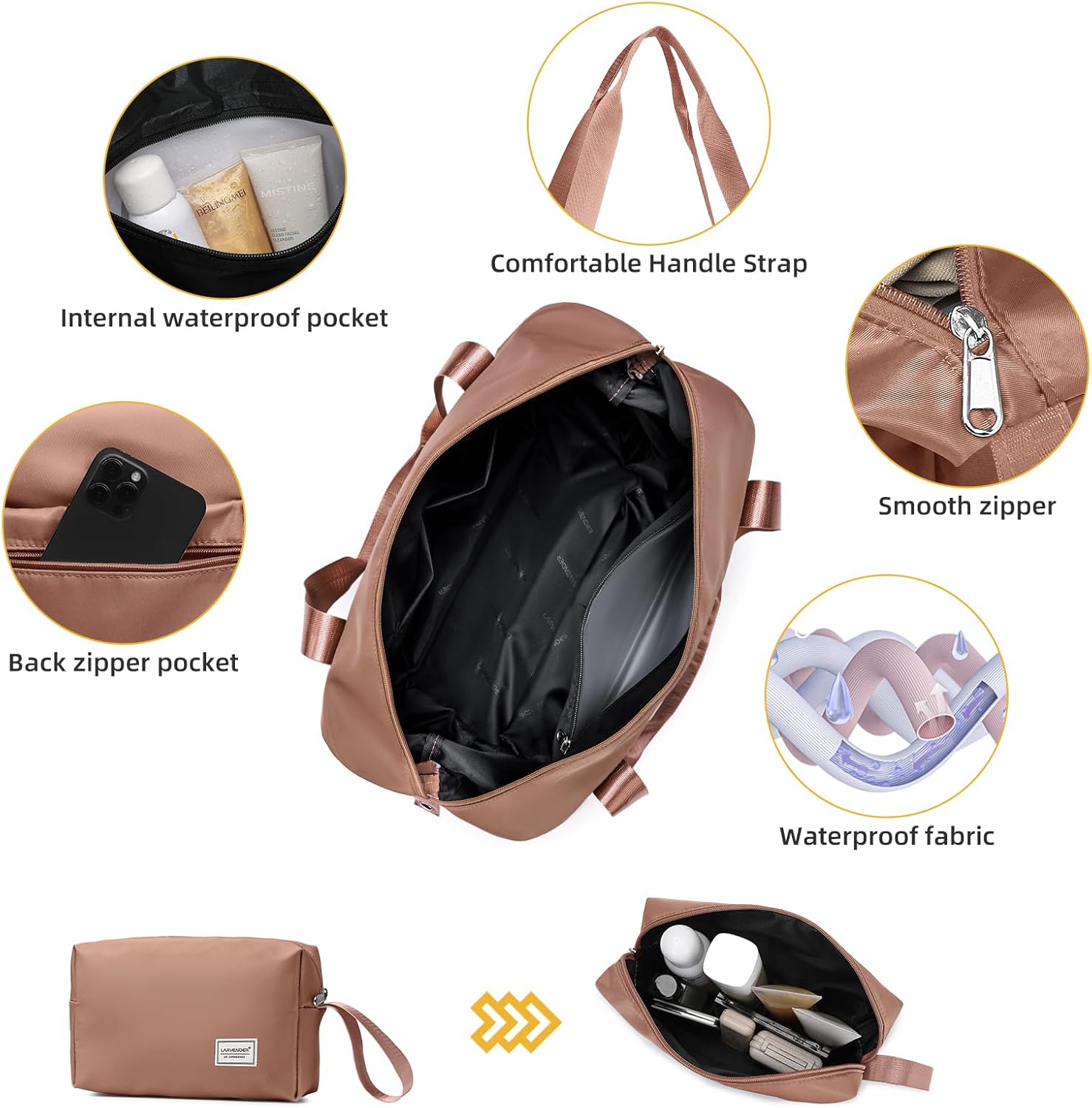 LARVENDER Carry On Luggage 22x14x9 Airline Approved, 20 Inch Hardshell & Lightweight PP Carry On Suitcase for Women with Spinner Wheels TSA Lock, Mocha - Image 5