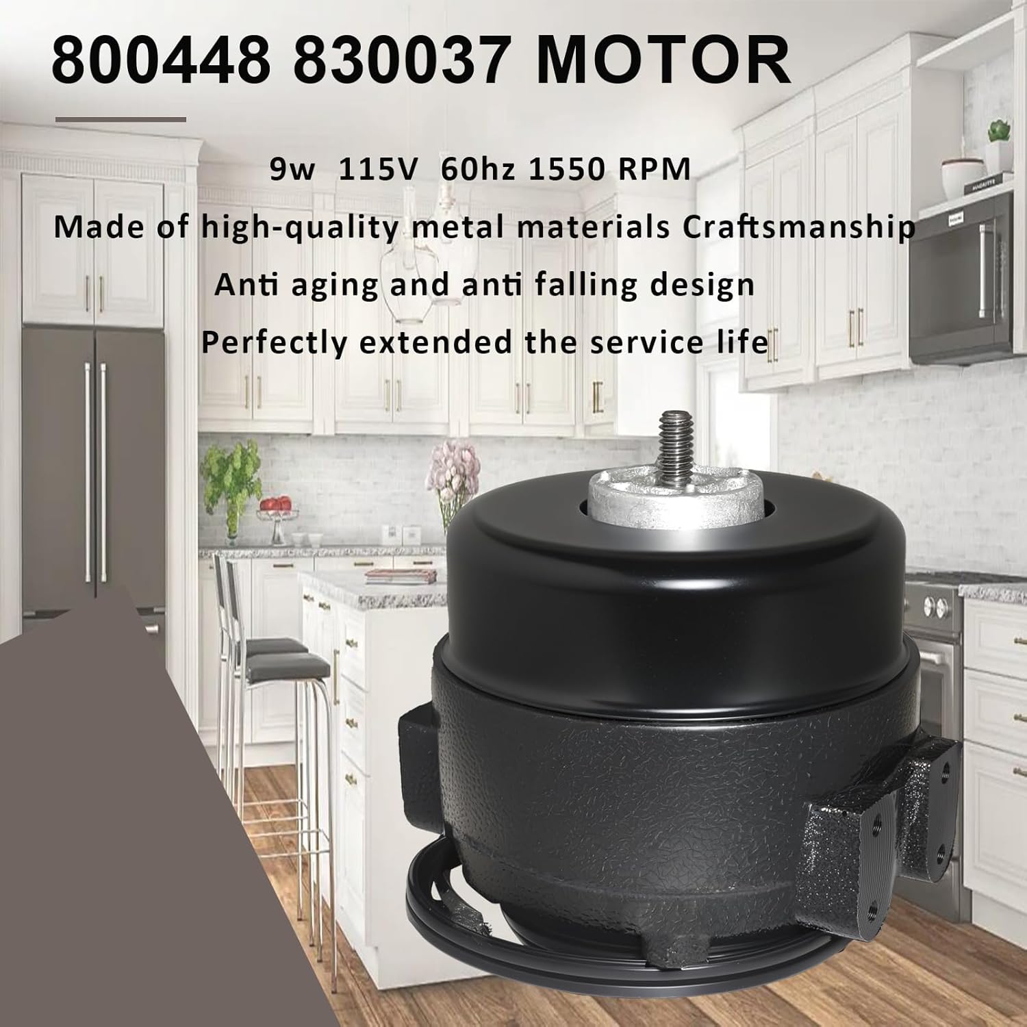 Upgrade 800448 830037 Evaporator Fan Motor Compatible with TR/UR Refrigerator Motor, 9 watts 115 Volts 1550 RPM Fan 1-Year