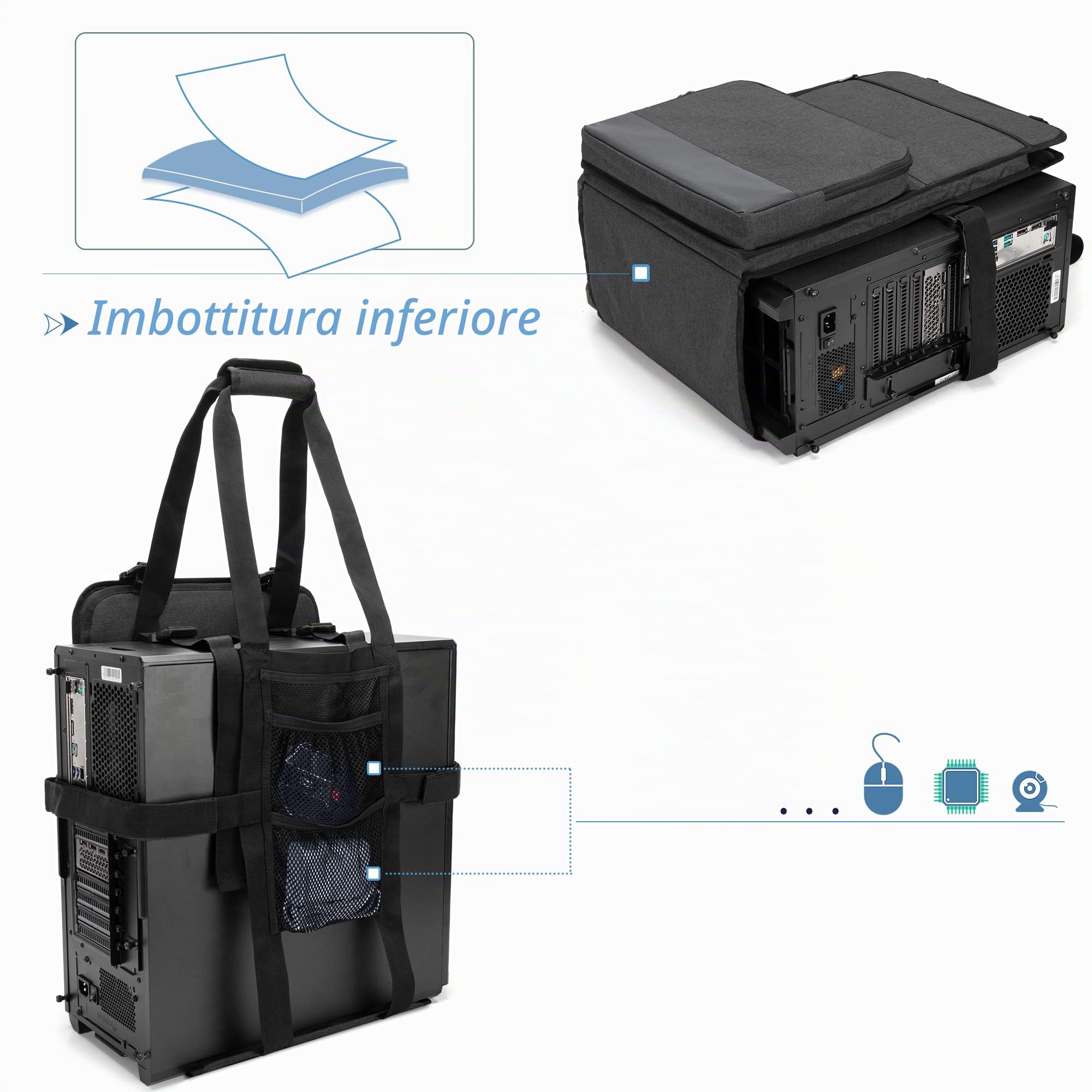Trunab Custodia Computer Fisso Borsa Porta Desktop, Nero