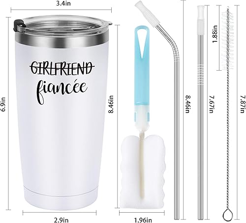 Vista 7 de Regalos de compromiso para parejas, juego de vasos de viaje para novio y novia, ideas de aniversario de compromiso para parejas, prometidos