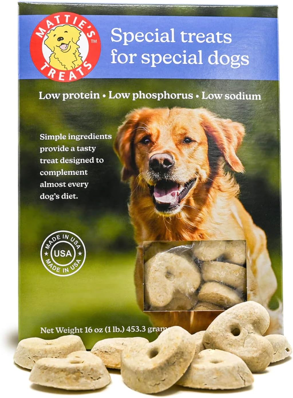 1 Pound Box; Low Protein, Low Phosphorus, Low Sodium Dog Treats