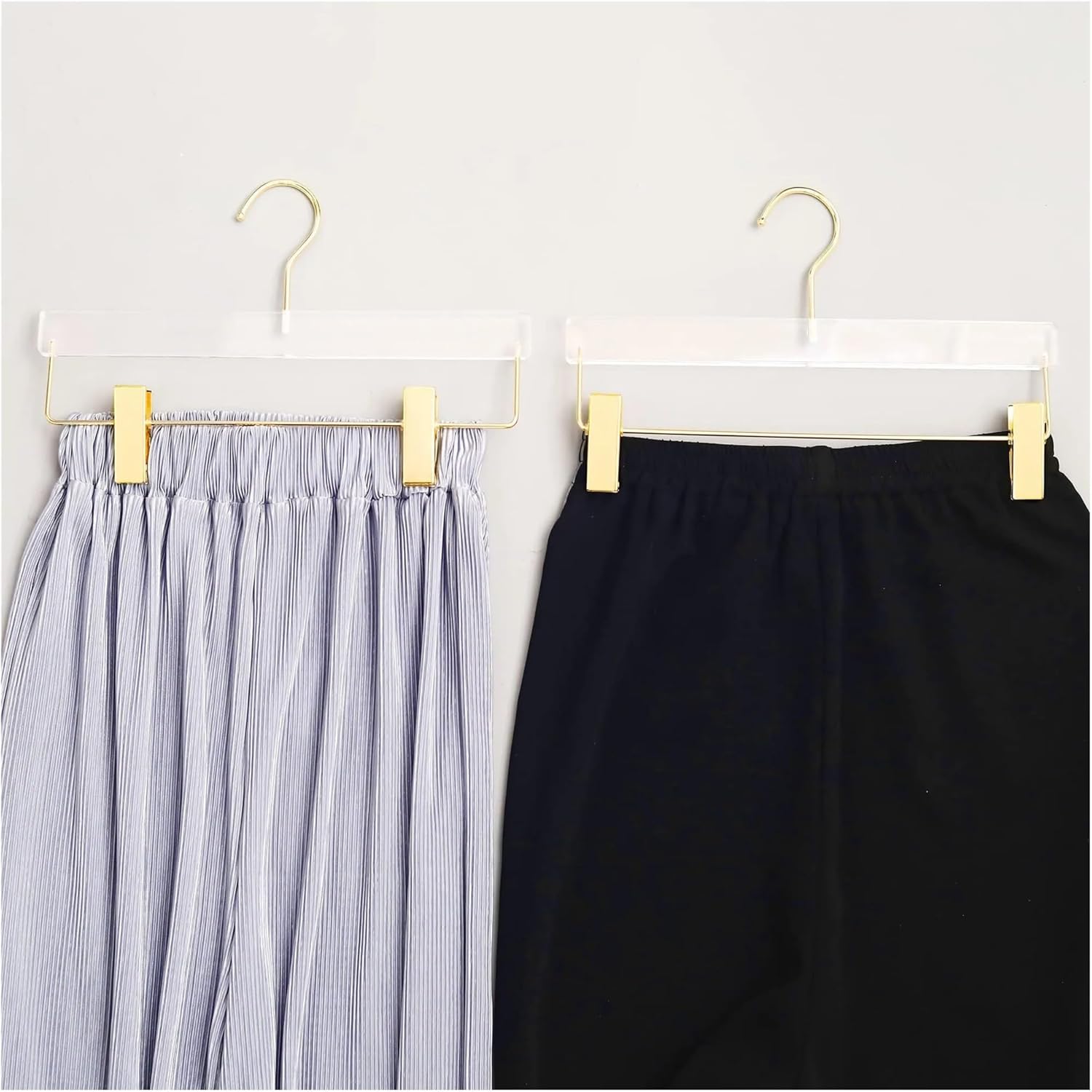 5/10PC Acrylic Clothes Hanger Pants Organizer,Transparent Trouser for Skirt Clips Wardrobe Space-Saving(Advanced-Silver-32cm,10PC)