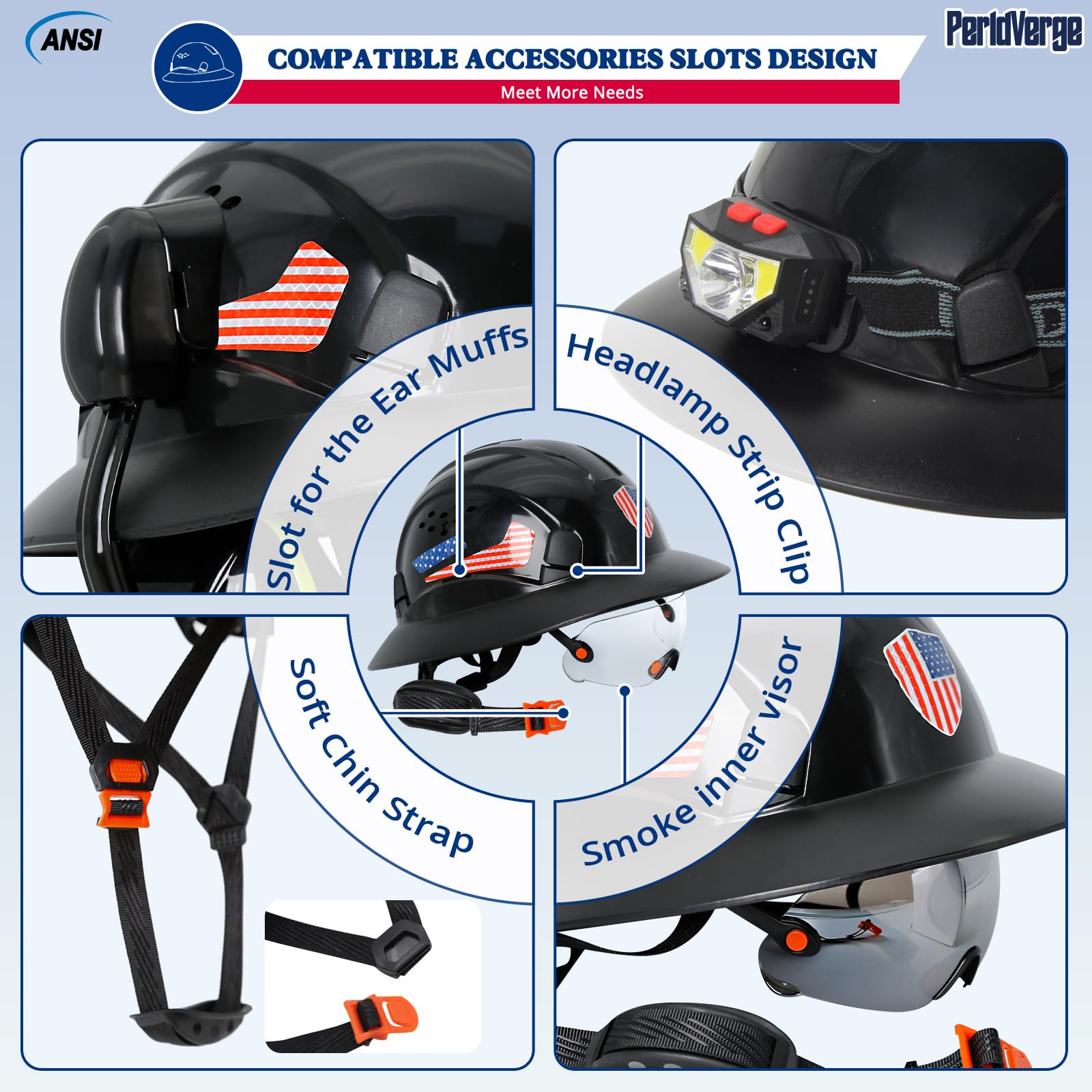 Cascos duros de ala completa, aprobados por la OSHA, con visera ventilada, con polaina para el cuello con trabillas para las orejas, sombreros duros de seguridad para hombres con correa de