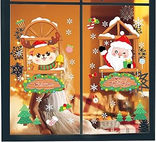 2 Pcs Decorações de adesivos para janelas de Natal - Decalques de janela do Papai Noel para carro | Decoração de decalque de vidro para janela de carro de Natal para carros, janelas, laptops e Passi