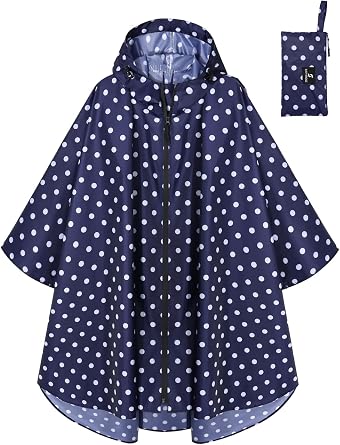 SaphiRose Lightweight Waterproof Rain Poncho for Adults with Hood Portable Rainwear for Outdoor