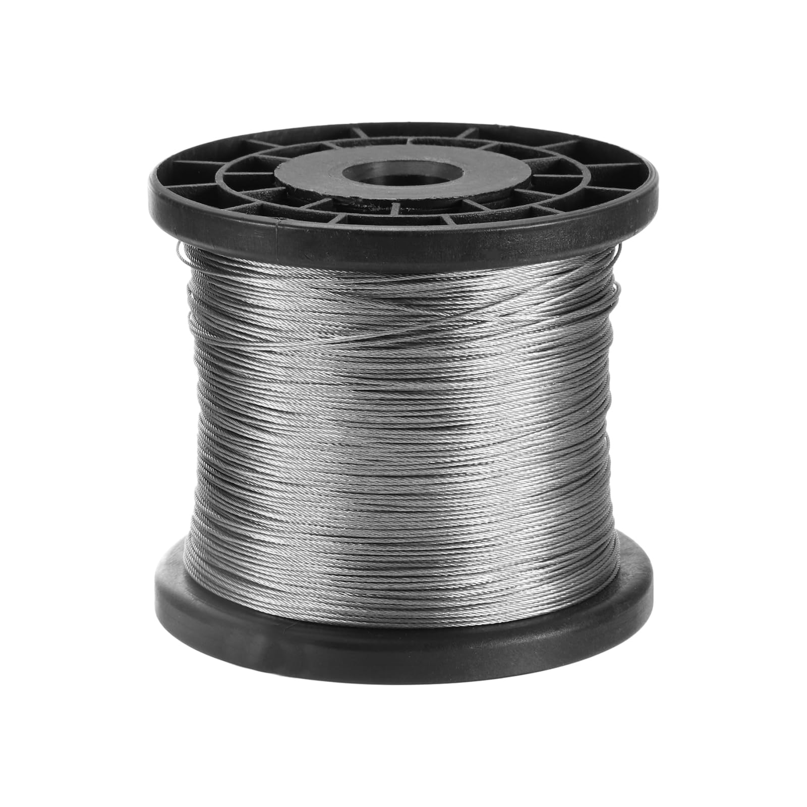 QUARKZMAN 1/32" (0.8mm) 1000ft (305m) Cable Acero Inoxidable 304 Trenzado | 7 x 7 Núcleo Alambre De Avión, Con Carrete, Para Construcción Exteriores Aparejo Marino Barandillas
