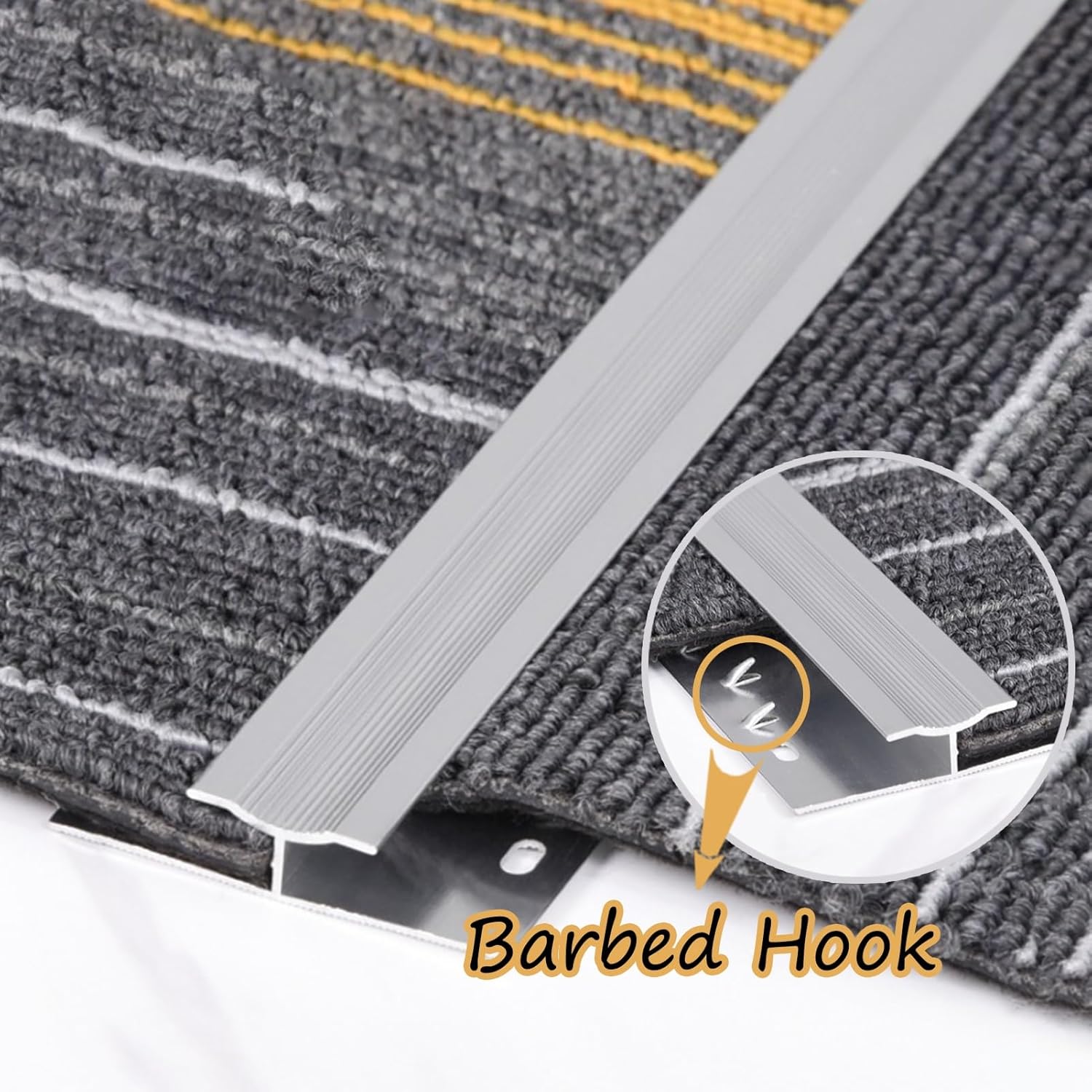 Threshold Strip Aluminum Carpet Covering Joining Transition Strip, Flooring Edge Seam Trim for Office Meeting, 35 inch Long Doorway Carpet Protector Strips (Color : Silver)