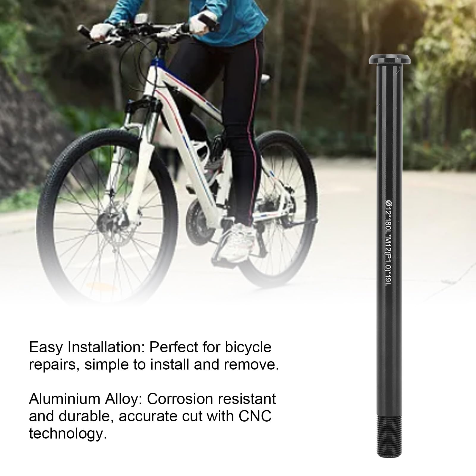 Buachois Perno Passante per Bici, Perno Passante di Ricambio per Anteriore Posteriore per Bicicletta in Lega di Alluminio M12 x 1,5 per Mountain Bike Gravel, Passo Filettatura 1,5 mm,