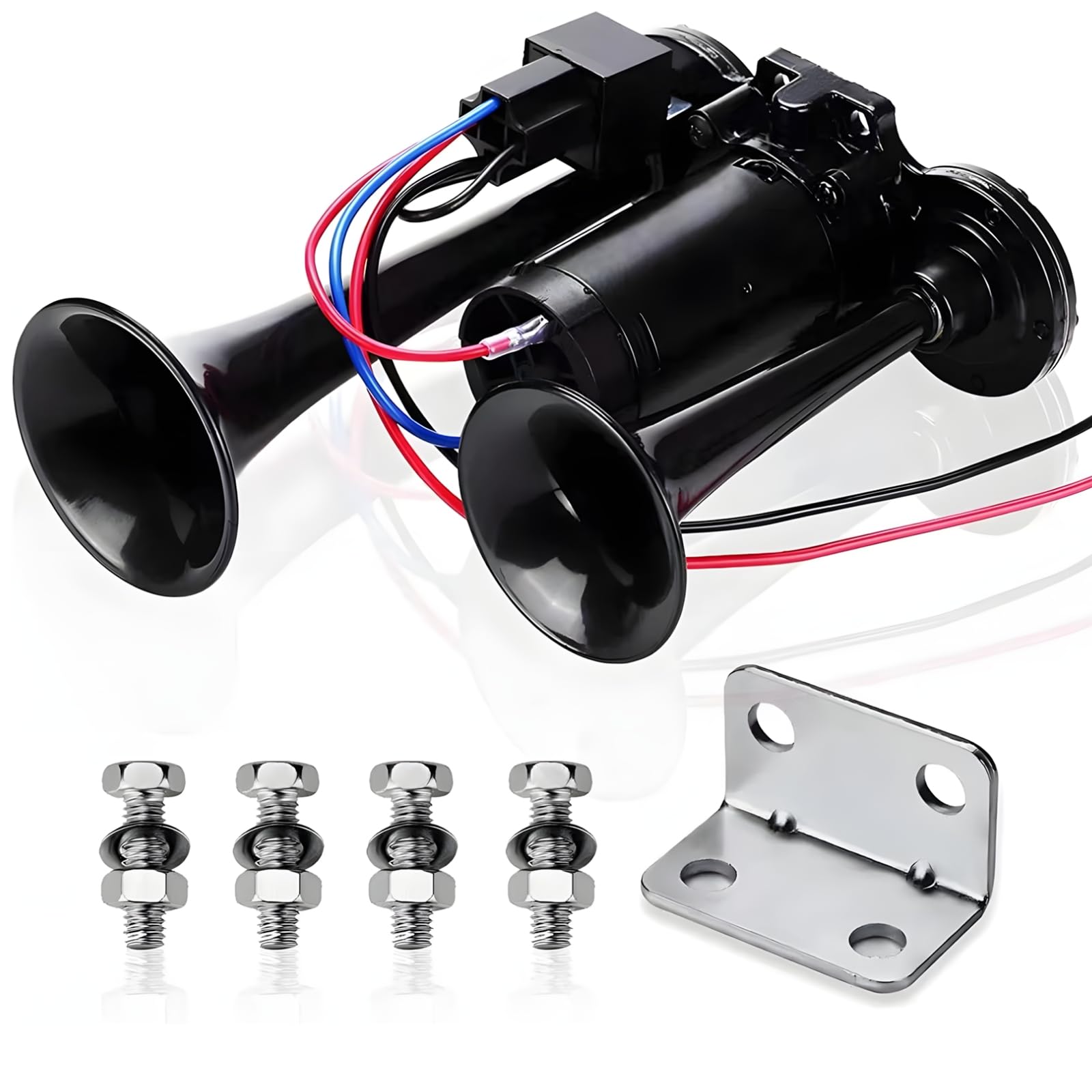600Db 12V Electric Air Horn For Cars Trucks Motorcycles Boats, Loud Metal Plastic Speaker, Build, Easy To Mount, Black Finish