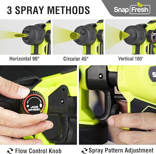 Miniatura 5 de SnapFresh Pulverizador de pintura eléctrico inalámbrico de 20 V, potente pistola de pulverización HVLP alimentada por batería, herramienta ligera