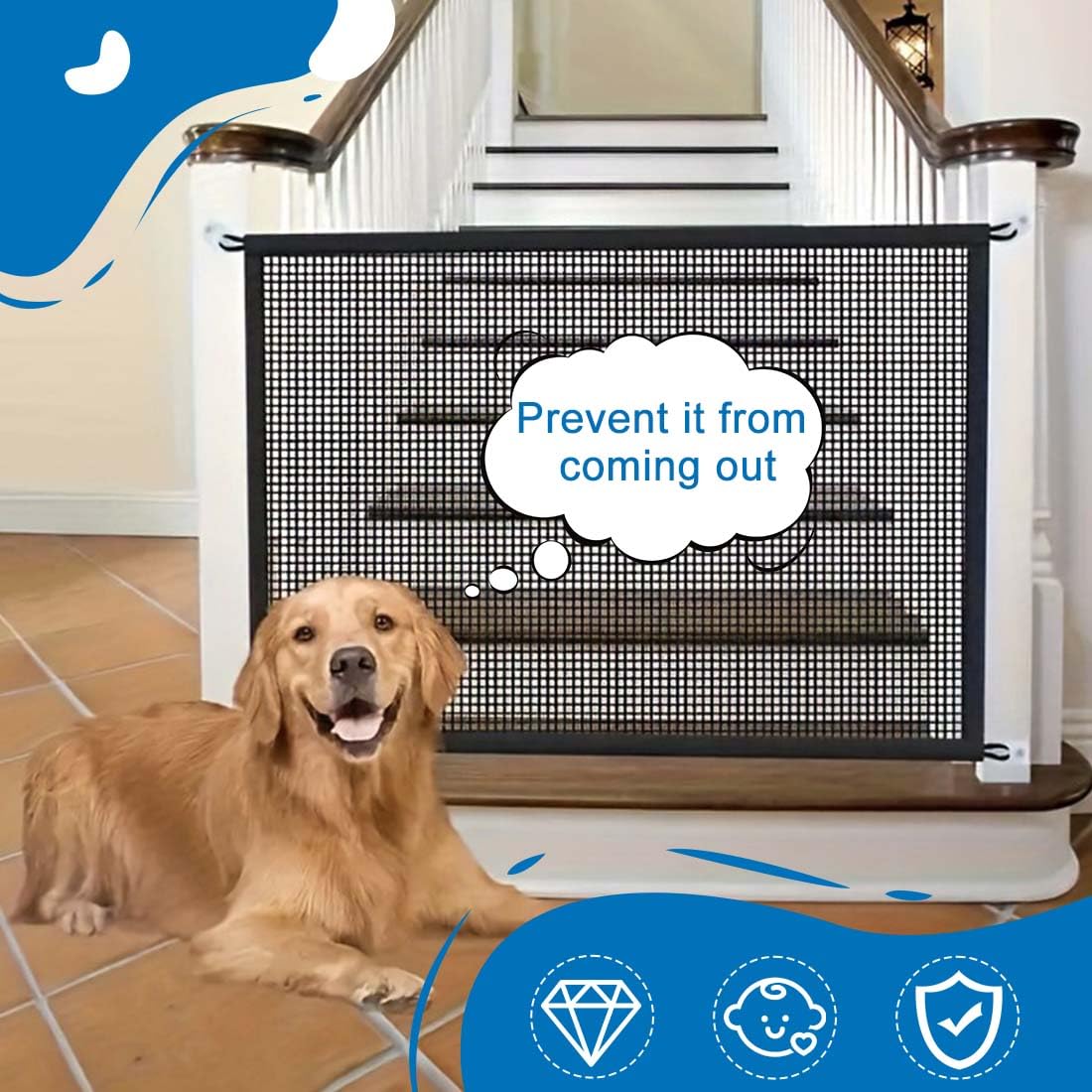Cancelletto Cani, Barriera per Cani, Cancello Scale per Bambini e Animali Domestici, Cancelletto per Gatti per Porte, Scale e Corridoi, Uso Interni ed Esterni (110 * 72 cm, Nero)