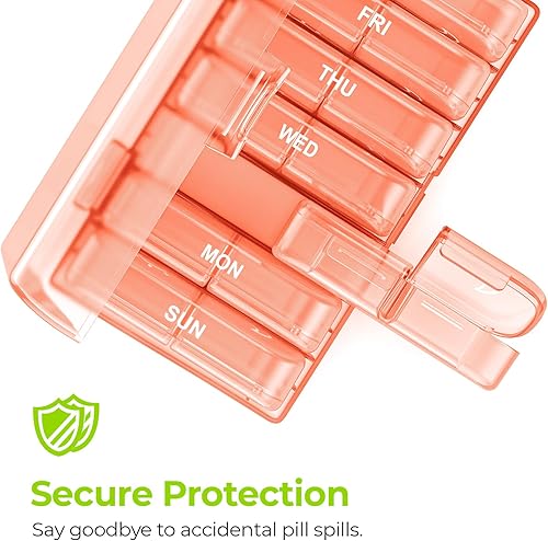 Vista 33 de AUVON - Pastillero semanal XL para 2 veces al día, pastillero de 7 días con gran abertura a un lado para rellenar fácilmente, pastillero para Negro
