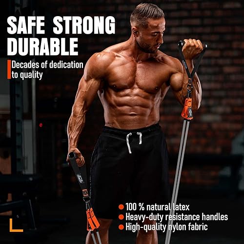 Miniatura 7 de Resistance Bands with Handles, 175lb Exercise Bands for Working Out, Fitness Bands, Workout Bands with Door Anchor and Ankle Straps, Physical 225