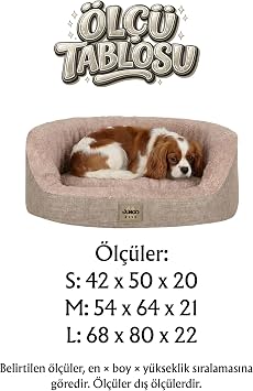 Jungolica Tobby Kedi ve Köpek Yatağı Beyaz 42X50X20 cm, Sakinleştirici Tasarım, Yükseltilmiş Yan Destek, Ultra Yumuşak, Çift Taraflı Yıkanabilir Minder, Çıkarılabilir Kılıf, Kaydırmaz Taban Yatak S