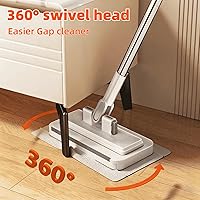 Vista 6 de Mini trapeador con agarre rápido con mango de 39 pulgadas, limpiador de polvo sin espacio al tacto y cabezal de bloqueo, trapeadores perezosos