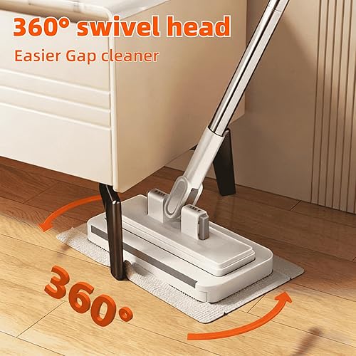 Miniatura 6 de Mini trapeador con agarre rápido con mango de 39 pies, limpiador de polvo sin espacio al tacto y cabezal de bloqueo, trapeadores perezosos húmedos