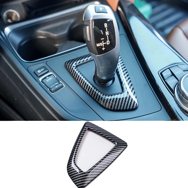 Moldura de Acabamento para Painel da Manopla de Câmbio em Estilo Fibra de Carbono para BMW F20 F21 F22 F23 F30 F31 F32 F33 F34 F35 F36, Preta
