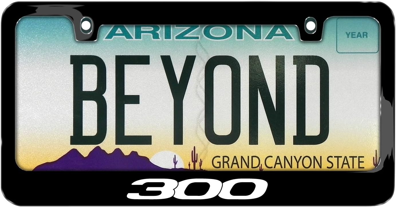 iPick Image for Chrysler 300 UV-LED Printed American-Made Black Metal License Plate Frame