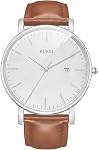 BUREI Men's Wrist Watch Ultra Thin Quartz Analog Minimalist Stainless Steel Watches for Men.