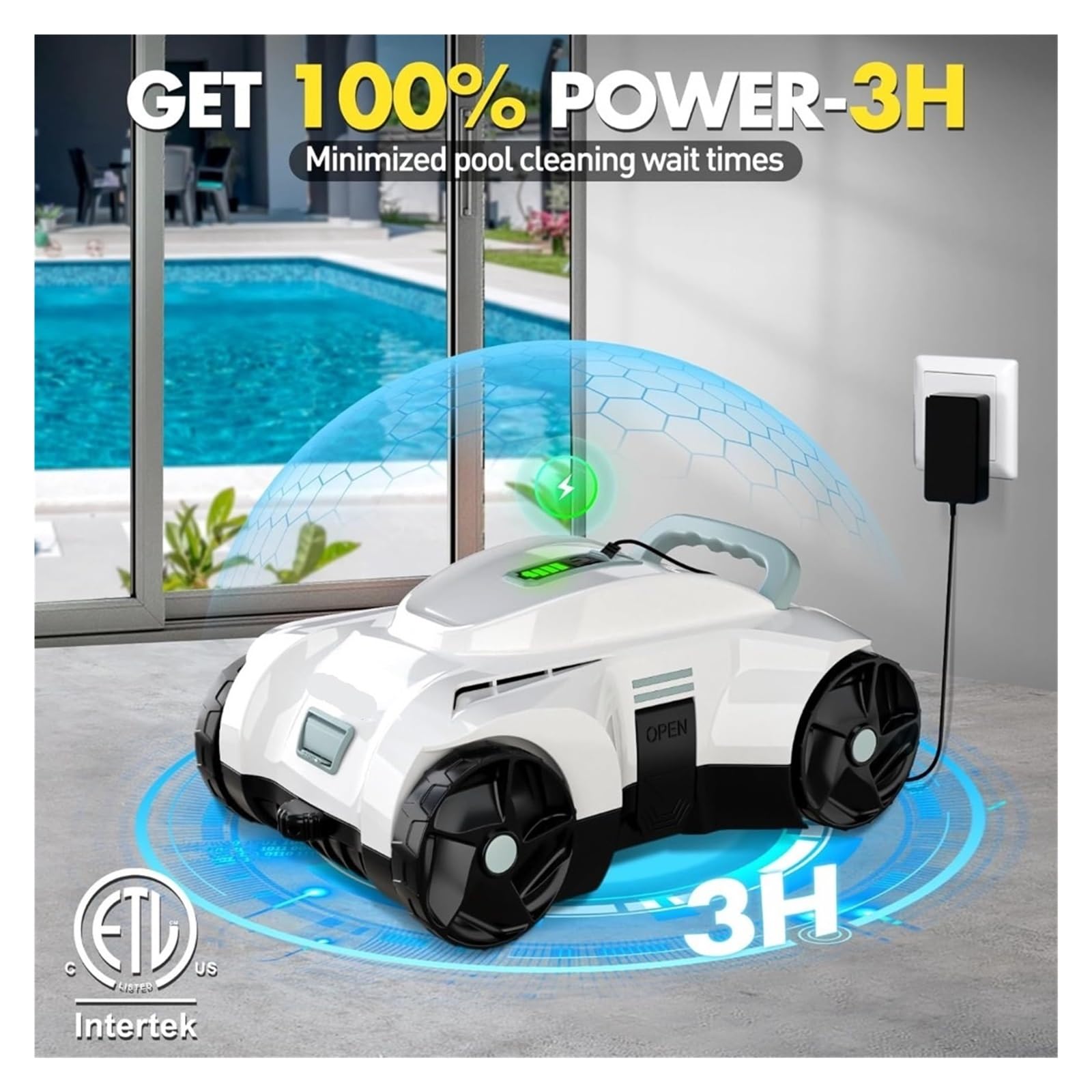 The Pool Vacuum Cleaner Automatically Removes Underwater Debris, With A Running Time Of 90-120 Minutes(Yellow)