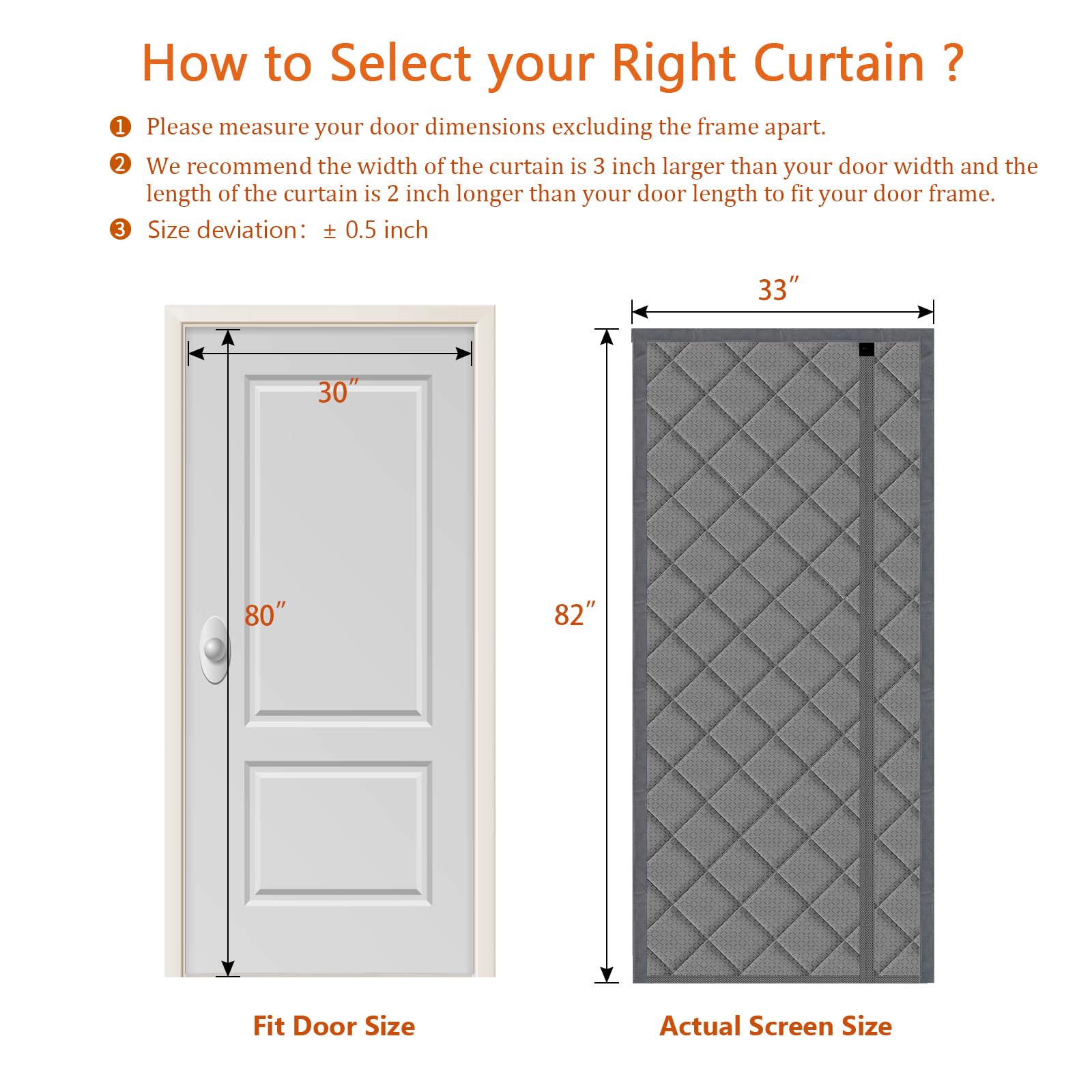 Wohomzy Thermal Door Curtain Fits Doors Size 60"x80",Curtain Size 63"x82", Magnetic Insulated