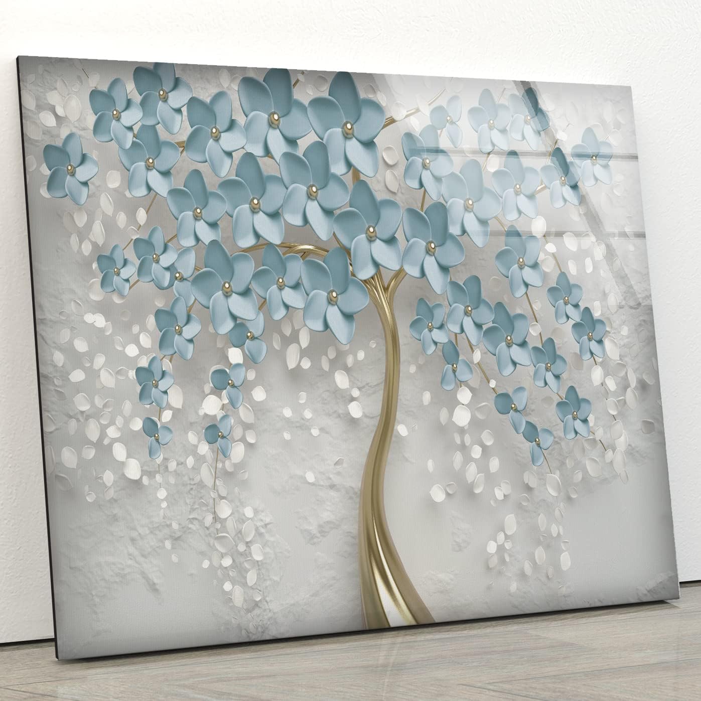 Myphotostation Flower Tempered Glass Wall Art 60WX40H'' Floral Modern Decor Glass