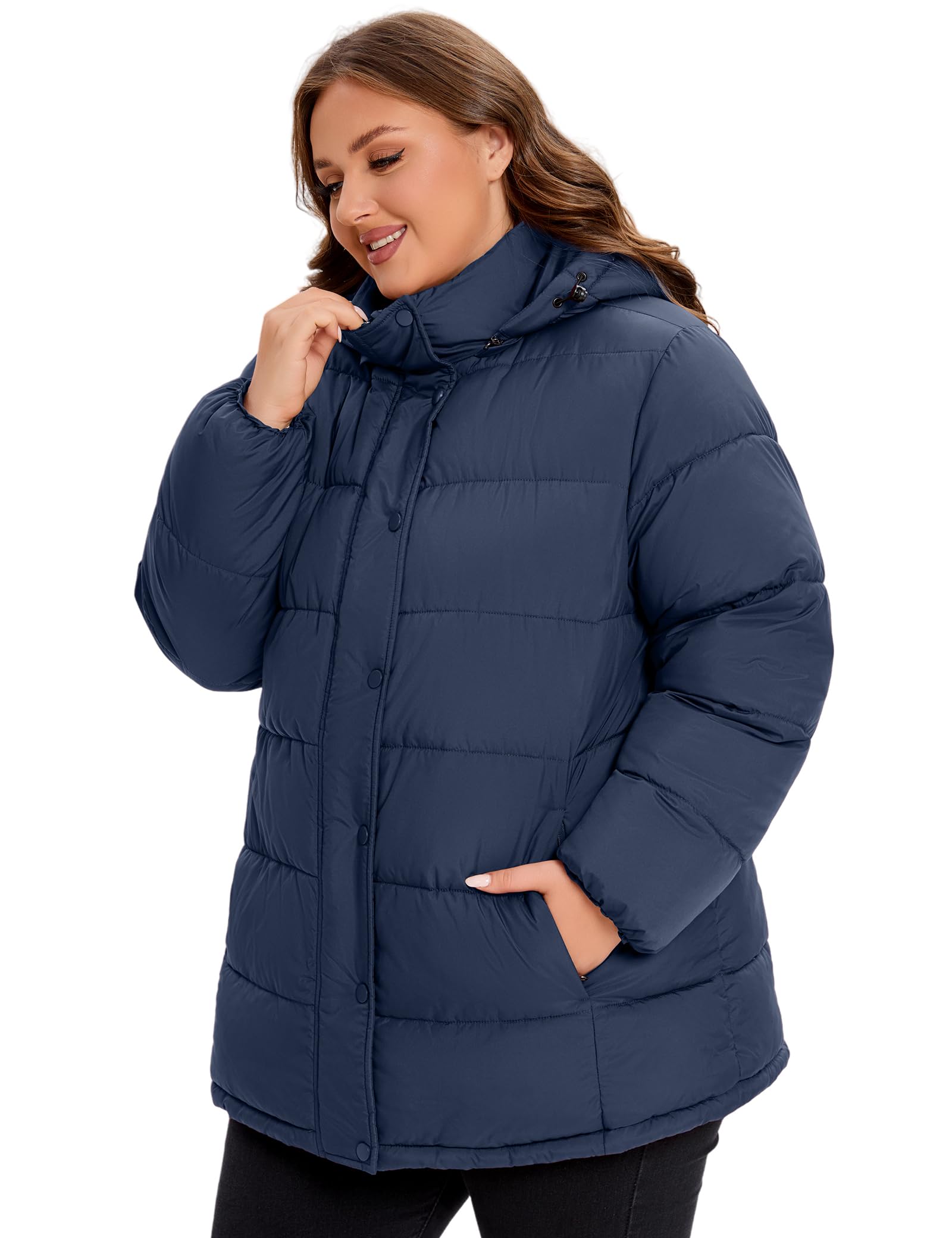 WINDMILL Piumino da donna per taglie forti, caldo cappotto invernale con cappuccio (1X-6X)