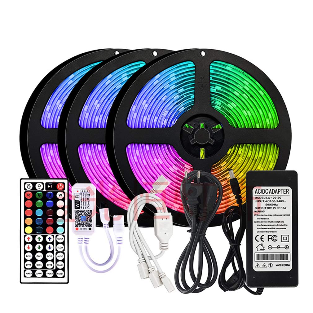 Striscia LED 5M, Luci Led Colorate Smart Phone Strisce LED Compatibile RGB SMD 5050 Musica Sync LED Strip Controllo App E 24/44 Tasti Telecomando RF Per Casa Cucina Festa TV Decorazione,44key,15M