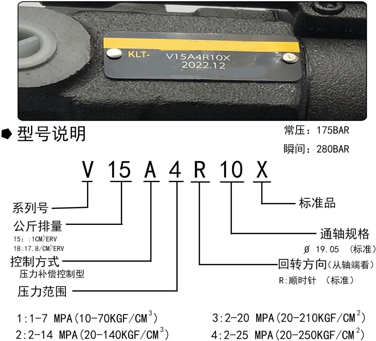 Variable Piston Pump V15A4R10X V18 V23 V38 A1 A2R A3R Hydraulic Oil