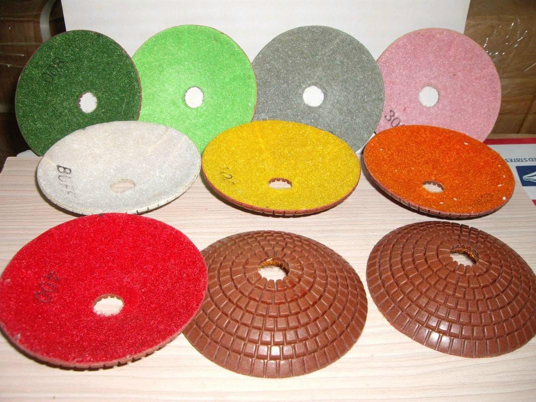 4" Diamond Convex Polishing Pads Set of 8 PCS with Buff For Concave Sinks Or Ogee Edges
