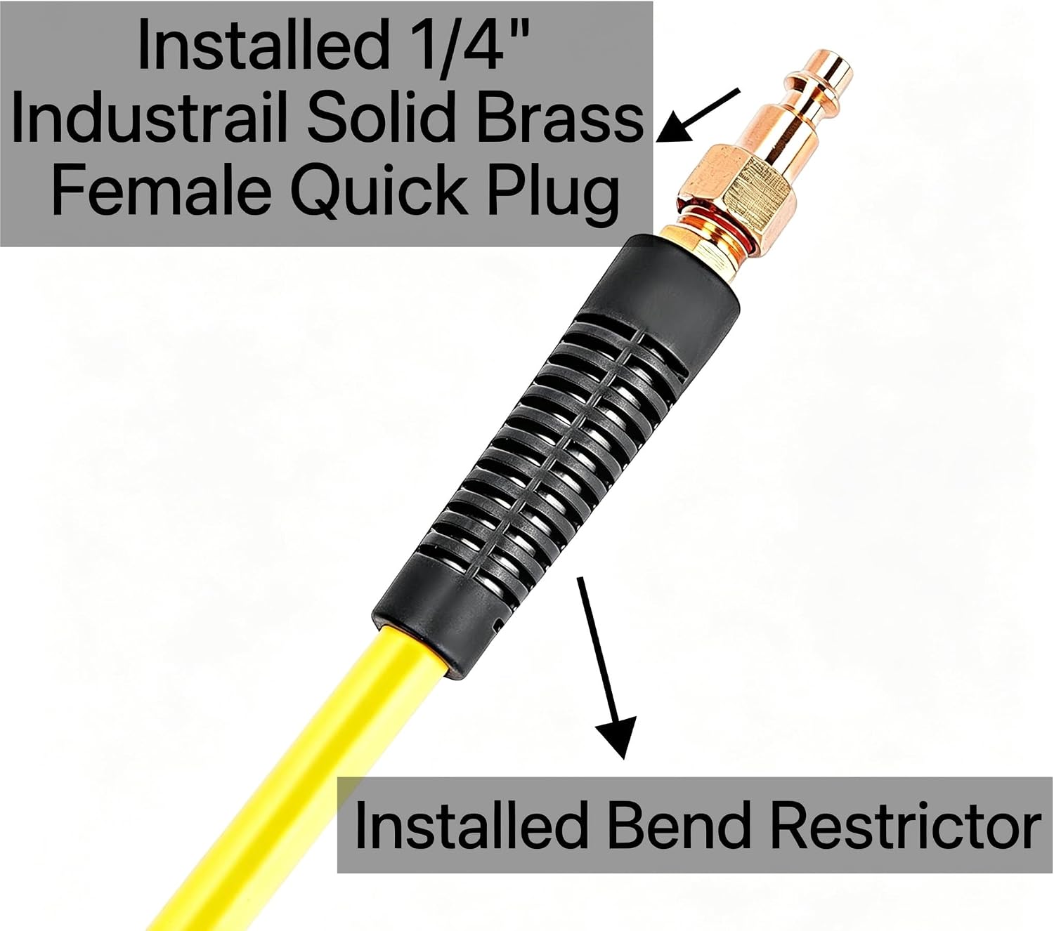 Hybrid Air Hose 1/4-Inch x 10FT,Air Compressor Hose 300 PSI Heavy Duty,Lightweight,Kink Resistant,All-Weather Flexibility with 1/4-Inch Industrial Air Fittings and Bend Restrictors,Yellow