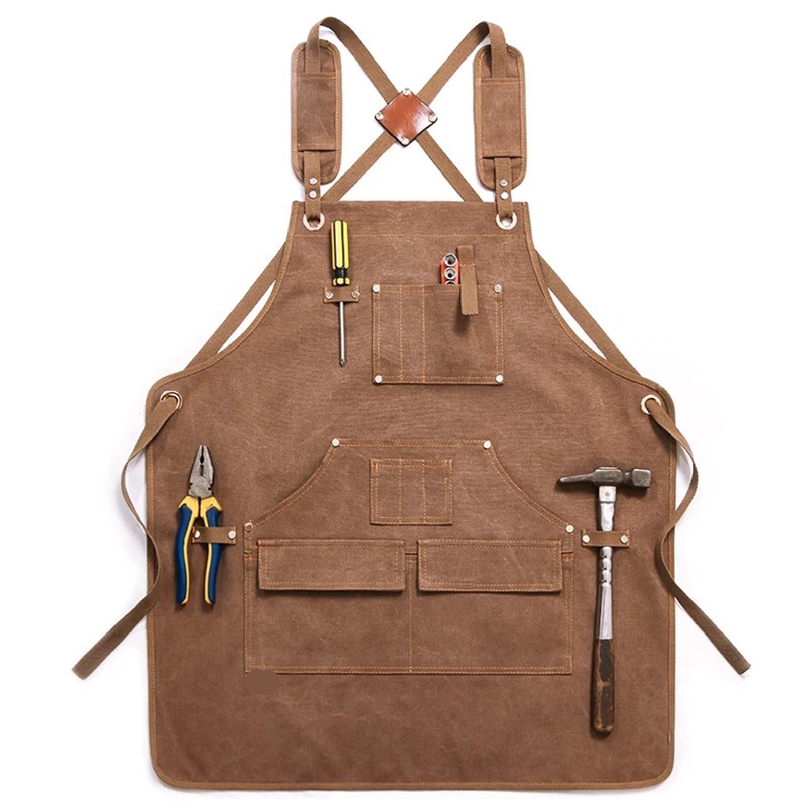Delantal de Trabajo Delantal de barista cocina Unisex algodón y lona a la moda for mujer, hombre, Chef, camarero cuero, cafetería, tienda, uniforme peluquería barbacoa