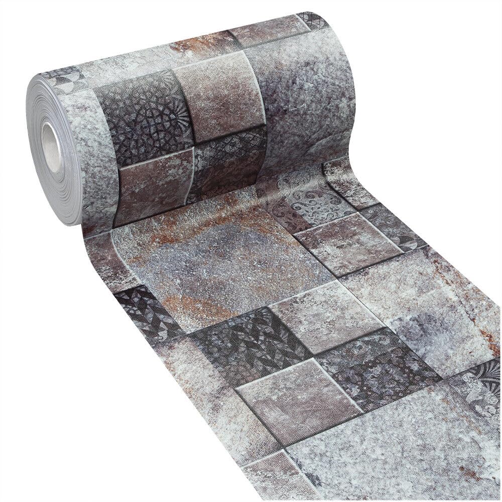 emmevi Alfombra de cocina de goma PVC suave antimanchas para pasillo, antideslizante, antihilado, lavable, 51 x 340 cm, dis_C