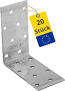 DMX - Winkelverbinder - Winkel Metall - Schwerlastwinkel - Lochwinkel - Bauwinkel - Holzverbinder - KM - Silber, 80x80x40x2,0 (20 STK./Verp.) Montagewinkel