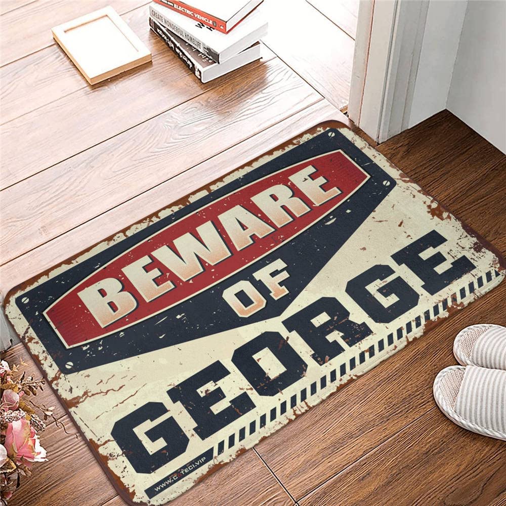 Maty pod drzwi wejściowe do wewnątrz, "Beware of George", dywanik na werandę, do drzwi wejściowych, na zewnątrz, do jaskini męskiej (65 x 90 cm)
